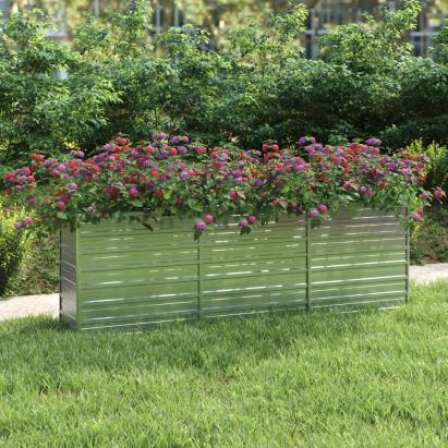 Strat înălțat de grădină argintiu 240x40x77 cm oțel galvanizat GartenMobel Dekor