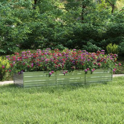 Strat înălțat de grădină argintiu 240x80x45 cm oțel galvanizat GartenMobel Dekor