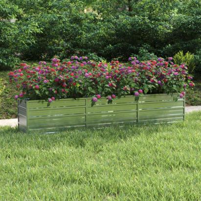 Strat înălțat de grădină argintiu 240x40x45 cm oțel galvanizat GartenMobel Dekor