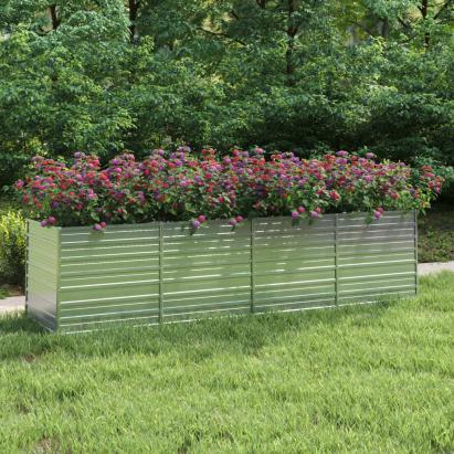 Strat înălțat de grădină argintiu 320x80x77 cm oțel galvanizat GartenMobel Dekor