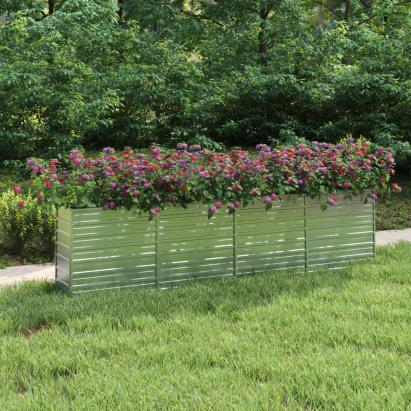 Strat înălțat de grădină argintiu 320x40x77 cm oțel galvanizat GartenMobel Dekor