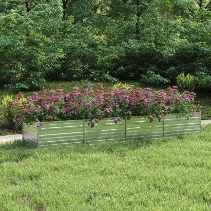 Strat înălțat de grădină argintiu 320x80x45 cm oțel galvanizat GartenMobel Dekor
