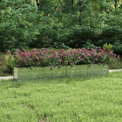 Strat înălțat de grădină argintiu 320x40x45 cm oțel galvanizat GartenMobel Dekor