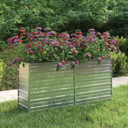 Strat înălțat de grădină argintiu 160x40x77 cm oțel galvanizat GartenMobel Dekor