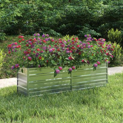 Strat înălțat de grădină argintiu 160x40x45 cm oțel galvanizat GartenMobel Dekor