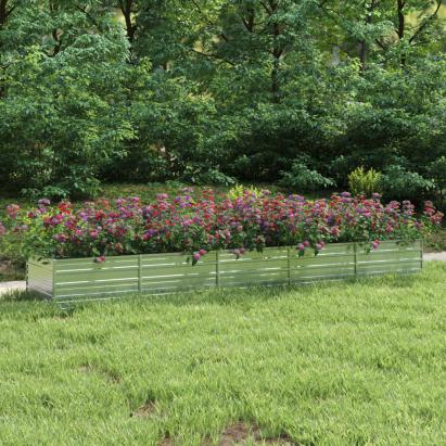 Strat înălțat de grădină argintiu 400x80x45 cm oțel galvanizat GartenMobel Dekor
