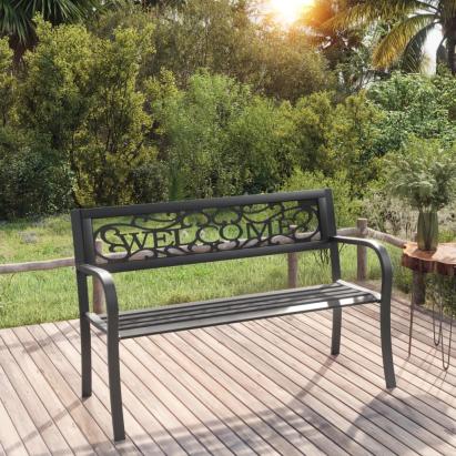 Bancă de grădină, negru, 125 cm, oțel GartenMobel Dekor
