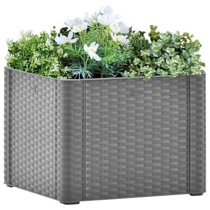 Strat înălțat de grădină cu sistem auto-udare, gri, 43x43x33 cm GartenMobel Dekor