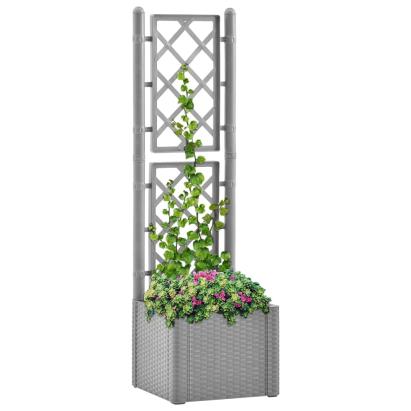 Strat înălțat grădină cu spalier și sistem de auto-udare, gri GartenMobel Dekor