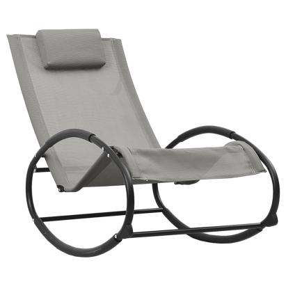 Șezlong cu pernă, gri, oțel și textilenă GartenMobel Dekor