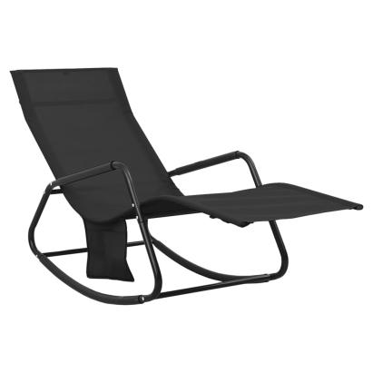 Șezlong de plajă, negru, oțel și textilenă GartenMobel Dekor