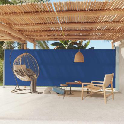 Copertină laterală retractabilă de terasă, albastru, 180x600 cm GartenMobel Dekor