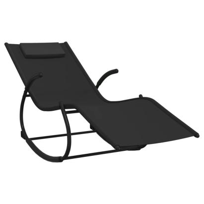 Șezlong balansoar, negru, oțel și textilenă GartenMobel Dekor