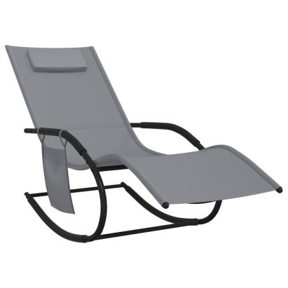 Șezlong balansoar, gri, oțel și textilenă GartenMobel Dekor