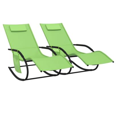Șezlonguri balansoare, 2 buc., verde, oțel și textilenă GartenMobel Dekor
