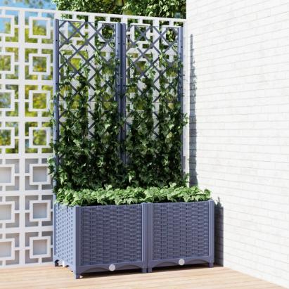Jardinieră de grădină cu spalier,gri închis, 80x40x136 cm, PP GartenMobel Dekor