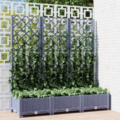 Jardinieră de grădină cu spalier,gri închis,120x40x121,5 cm, PP GartenMobel Dekor