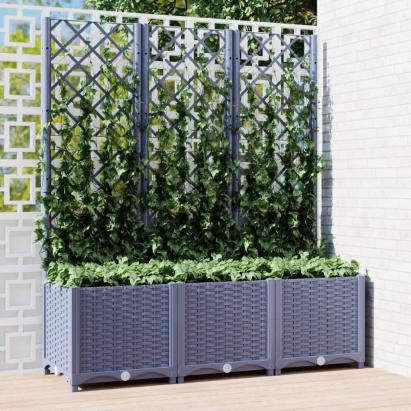 Jardinieră de grădină cu spalier,gri închis, 120x40x136 cm, PP GartenMobel Dekor