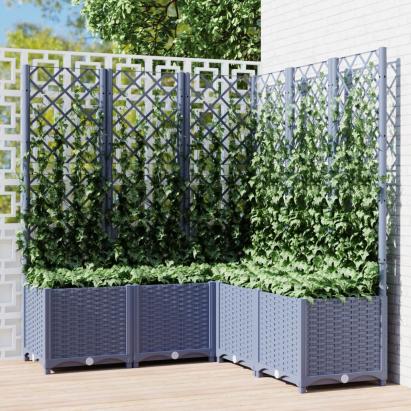 Jardinieră de grădină cu spalier,gri închis, 120x120x136 cm, PP GartenMobel Dekor
