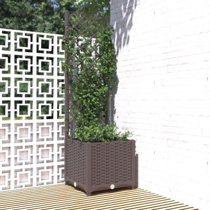 Jardinieră de grădină cu spalier maro, 40x40x136 cm, PP GartenMobel Dekor