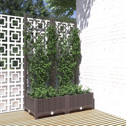 Jardinieră de grădină cu spalier maro, 80x40x121,5 cm, PP GartenMobel Dekor