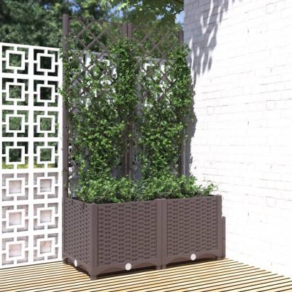Jardinieră de grădină cu spalier maro, 80x40x136 cm, PP GartenMobel Dekor