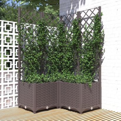 Jardinieră de grădină cu spalier maro, 80x80x136 cm, PP GartenMobel Dekor