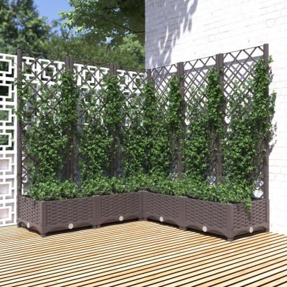 Jardinieră de grădină cu spalier, maro, 120x120x121,5 cm, PP GartenMobel Dekor
