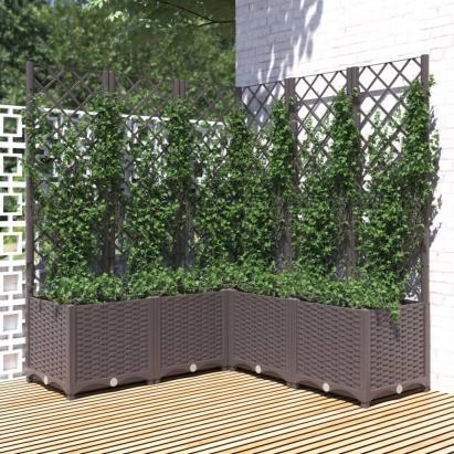Jardinieră de grădină cu spalier, maro, 120x120x136 cm, PP GartenMobel Dekor