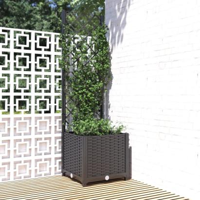 Jardinieră de grădină cu spalier negru, 40x40x136 cm, PP GartenMobel Dekor