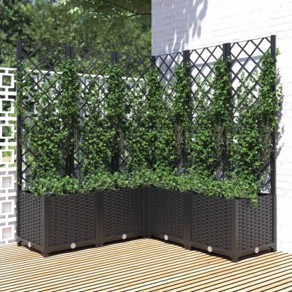 Jardinieră de grădină cu spalier, maro, 120x120x136 cm, PP GartenMobel Dekor