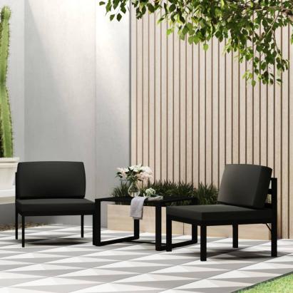 Set canapele de grădină cu perne, 3 piese, antracit, aluminiu GartenMobel Dekor