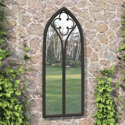 Oglindă de grădină, negru, 100x45 cm, fier, uz exterior GartenMobel Dekor