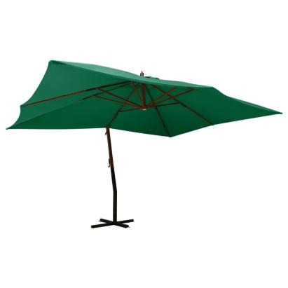 Umbrelă suspendată cu stâlp din lemn, verde, 400x300 cm  GartenMobel Dekor