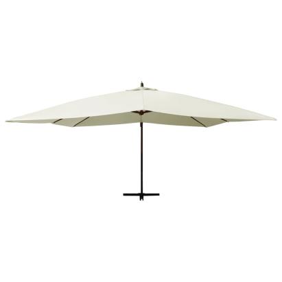 Umbrelă suspendată cu stâlp din lemn, alb nisipiu, 400x300 cm  GartenMobel Dekor