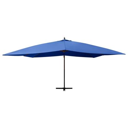 Umbrelă suspendată cu stâlp din lemn, albastru azur, 400x300 cm  GartenMobel Dekor