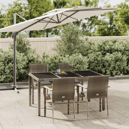 Set mobilier de grădină cu perne, 5 piese, gri, poliratan GartenMobel Dekor