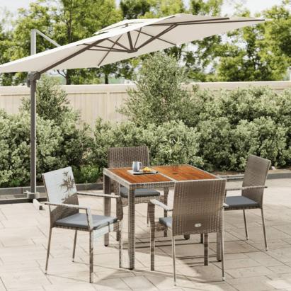 Set mobilier de grădină cu perne, 5 piese, gri, poliratan GartenMobel Dekor