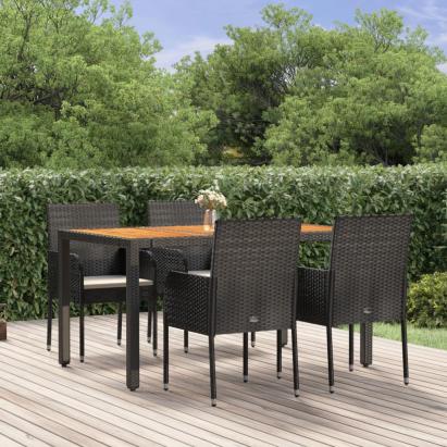 Set mobilier de grădină cu perne, 5 piese, negru, poliratan GartenMobel Dekor