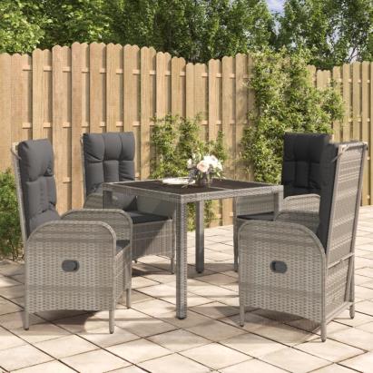 Set mobilier de grădină cu perne, 5 piese, gri, poliratan GartenMobel Dekor