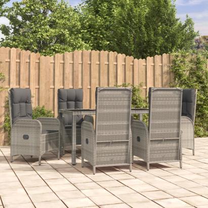 Set mobilier de grădină cu perne, 7 piese, gri, poliratan GartenMobel Dekor