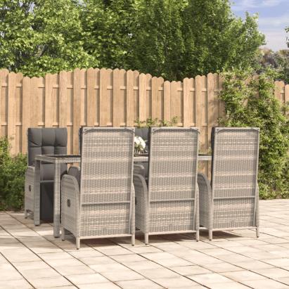 Set mobilier de grădină cu perne, 7 piese, gri, poliratan GartenMobel Dekor