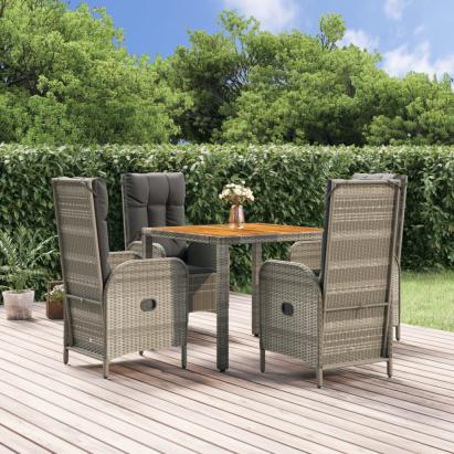 Set mobilier de grădină cu perne, 5 piese, gri, poliratan GartenMobel Dekor