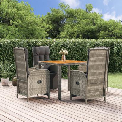 Set mobilier de grădină cu perne, 5 piese, gri, poliratan GartenMobel Dekor