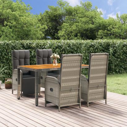 Set mobilier de grădină cu perne, 5 piese, gri, poliratan GartenMobel Dekor