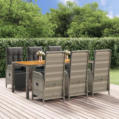 Set mobilier de grădină cu perne, 7 piese, gri, poliratan GartenMobel Dekor
