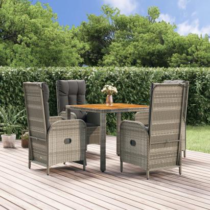 Set mobilier de grădină cu perne, 5 piese, gri, poliratan GartenMobel Dekor