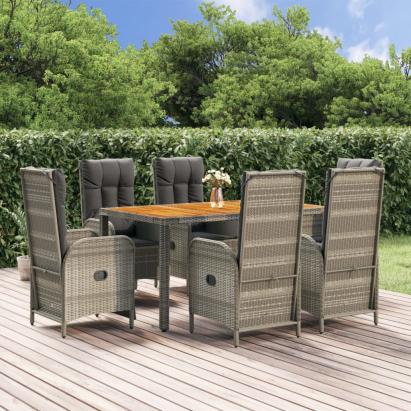 Set mobilier de grădină cu perne, 7 piese, gri, poliratan GartenMobel Dekor