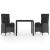Set mobilier de grădină cu perne, 3 piese, negru, poliratan GartenMobel Dekor