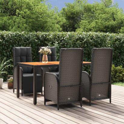 Set mobilier de grădină cu perne, 5 piese, negru, poliratan GartenMobel Dekor